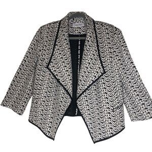 Calvin Klein White & Black Woven Open Front Jacket Career, Normcore,  Academia